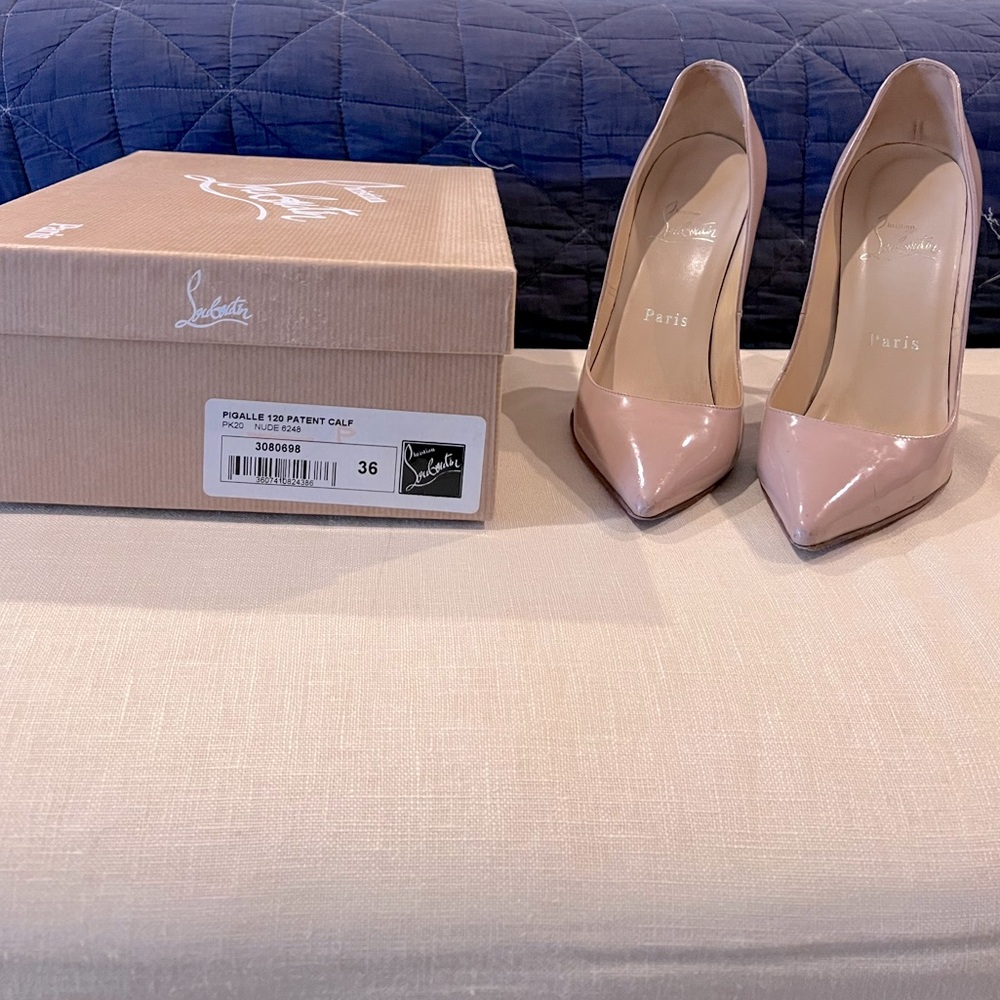 Christian Louboutin Pigalle 120 Patent Calf pumps in Nude size 36